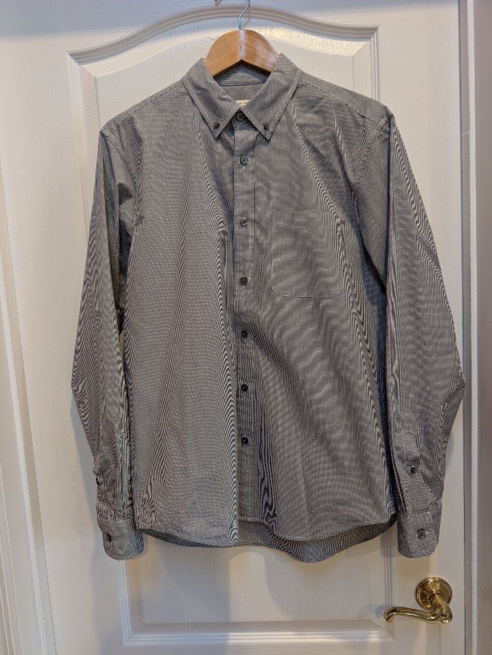 Club Monaco Slim Fit Gray Micro Check Button Down Shirt Men's Medium